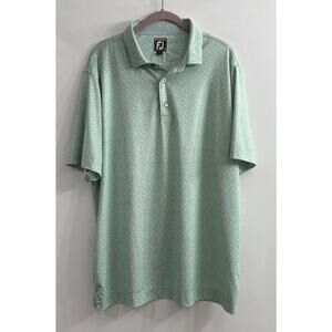 FootJoy Polo Mens‎ XL Athletic Fit Light Green Beach Print Shark Palm Trees